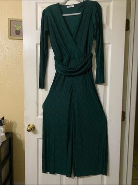 Deep Green Long Sleeve Wrap Romper
